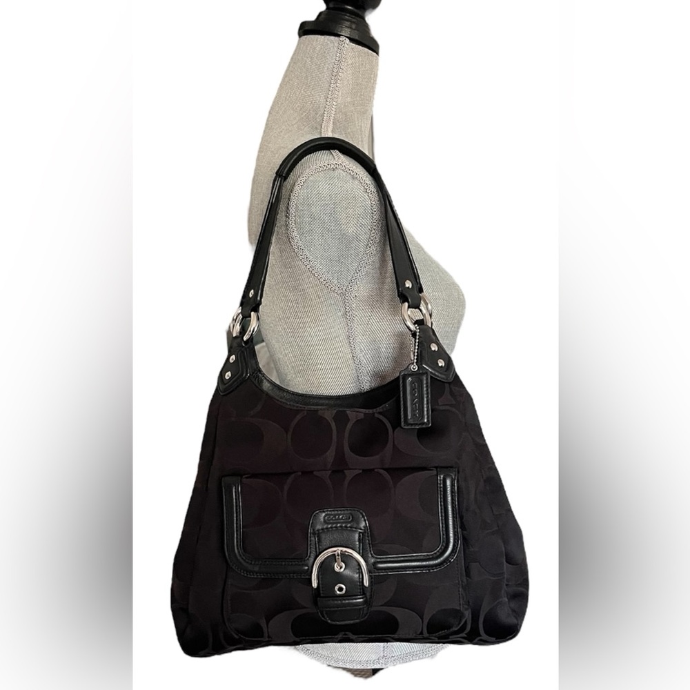 COACH Signature Jacquard Black Campbell Shoulder Bag Canvas 11381-F24742